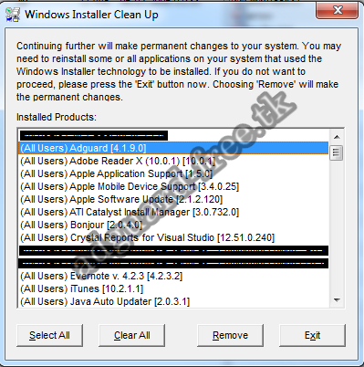 Окно запущенной программы Windows Install Clean Up